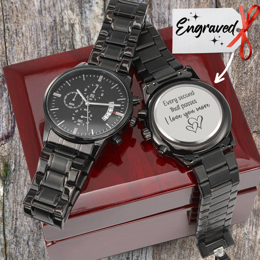 I Love You More - Engraved Chronograph Watch