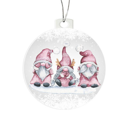 Pink Gnomes Holiday Acrylic Ornament