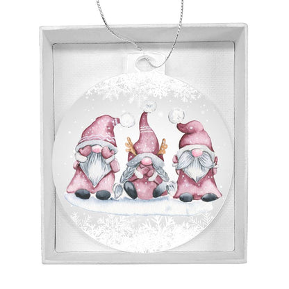 Pink Gnomes Holiday Acrylic Ornament