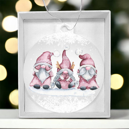 Pink Gnomes Holiday Acrylic Ornament