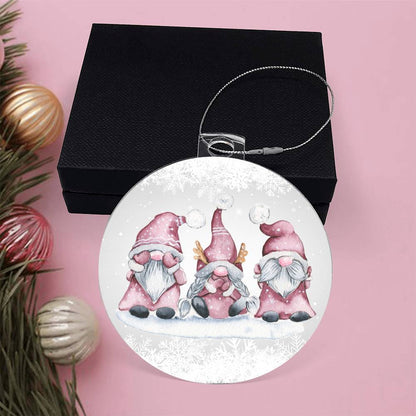 Pink Gnomes Holiday Acrylic Ornament