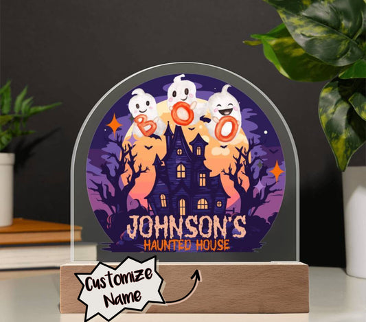 Custom Family Haunted House - Dome Acrylic Plaque